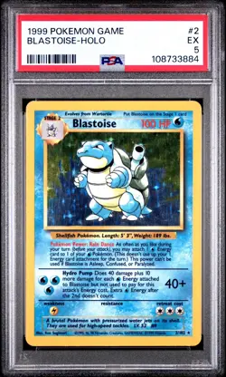 1999 POKEMON BASE SET UNLIMITED #2 BLASTOISE-HOLO PSA 5 - Image 1