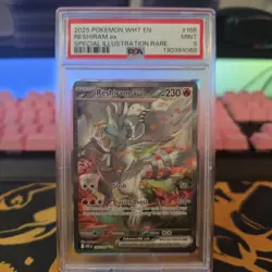 2025 POKEMON WHT EN-WHITE FLARE SPECIAL ILLUSTRATION RARE #166 RESHIRAM EX PSA 9 - Image 1