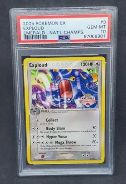 Pokemon PSA 10 GEM MINT Exploud National Championship Promo 3/106 Emerald Pop 11 - Image 1