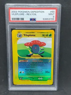 Pokemon PSA 9 MINT Vileplume 31/165 Expedition Reverse Holo PSA ERROR S#3705 - Image 1