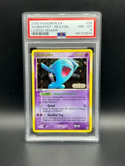 Pokemon PSA 8 NM-MT Wobbuffet 28/92 EX Legend Maker Reverse Holofoil 2006 S#3844 - Image 1