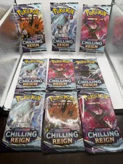 Lot of (9) Pokemon TCG Sword & Shield Chilling Reign Packs - NEW/SEALED - Image 1