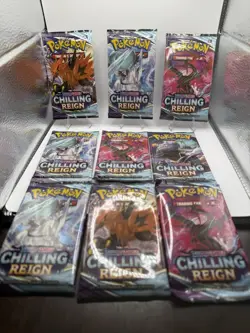 Lot of (9) Pokemon TCG Sword & Shield Chilling Reign Packs - NEW/SEALED - Image 3