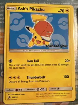 Ash’s Pikachu SM114 Pokemon TCG Non Holo Rare | Sun And Moon Promo - Image 1