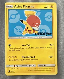 Ash’s Pikachu SM114 Pokemon TCG Non Holo Rare | Sun And Moon Promo - Image 2