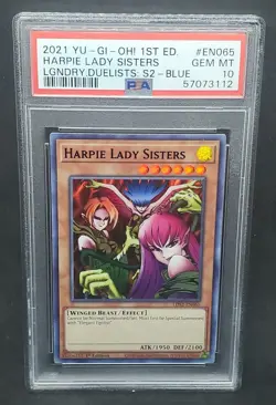 Yugioh PSA 10 GEM MINT Harpie Lady Sisters (Blue) LDS2-EN065 1st Edition - Image 1