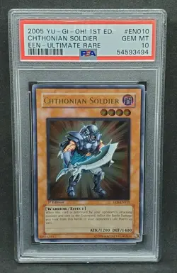 Yugioh PSA 10 GEM MINT Chthonian Soldier EEN-EN010 1st Edition Ultimate Rare - Image 1