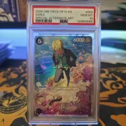 2025 Sanji ST14-003 SP Alt Art One Piece TCG Royal Blood OP10 ENGLISH PSA 10 - Image 1
