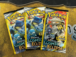 Pokemon Lot of 3x Sun & Moon Cosmic Eclipse 3 Card Booster Packs - 2 arts - Image 1