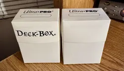 2 White Ultra Pro Deck Boxes Magic Pokemon YuGiOh Card Storage Box plus 2 cards - Image 1