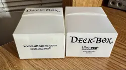 2 White Ultra Pro Deck Boxes Magic Pokemon YuGiOh Card Storage Box plus 2 cards - Image 2