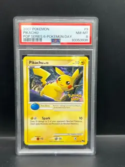 Pokemon PSA 8 NM-MT Pikachu 9/17 Pokemon Day 2007 Pop Series 6 Promo S#3936 - Image 1