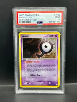Pokemon PSA 9 MINT Unown Y/28 EX Unseen Forces Holofoil Rare 2005 S#4213 - Image 1
