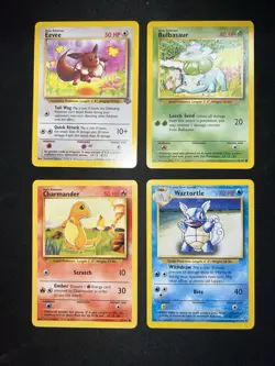 Kanto Starters Wotc 1999 Base Set Pokemon Card Collection Lot Vintage - Image 1