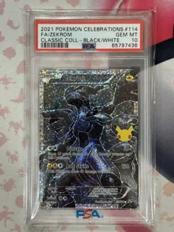 2021 POKEMON CELEBRATIONS FA/ ZEKROM 114 CLASSIC COLL. BLACK/WHITE PSA 10 GEM MT - Image 3