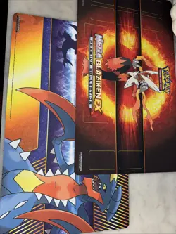 Pokemon Mega Blaziken EX And Mega GarchompEX 23x13 Premium Collection Desk Mat - Image 1