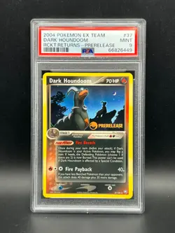 Pokemon PSA 9 MINT Dark Houndoom 37/109 Team Rocket Returns Prerelease S#6449 - Image 1