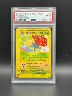 Pokemon PSA 9 MINT Vileplume 43/147 Aquapolis Reverse Holofoil 2003 S#3708 - Image 1