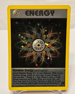 Rainbow Energy 17/82 Holo Rare SWIRL Unlimited Team Rocket Pokemon 1254 - Image 1