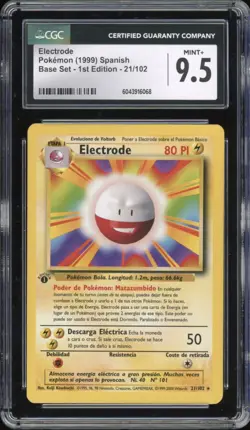 1999 Pokemon SPANISH 1st Edition Base Set Electrode 21/102 CGC 9.5 MINT + - Image 1