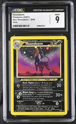 CGC 9 MINT Houndoom 2001 Neo Revelation 8/64 Holo Pokemon Card - Image 1