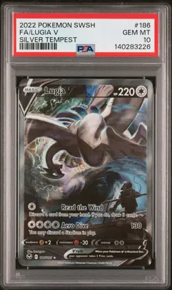 2022 POKEMON SWORD & SHIELD SILVER TEMPEST #186 FULL ART/LUGIA V PSA 10 - Image 1