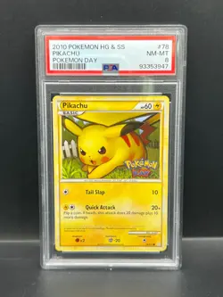 Pokemon PSA 8 NM-MT Pikachu 78/123 Pokemon Day Promo 2010 HGSS S#3947 - Image 1