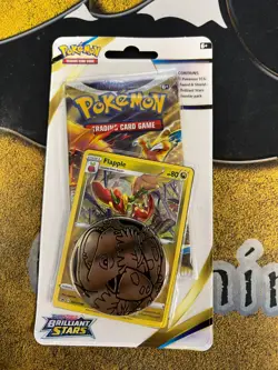 Pokemon FACTORY SEALED Flapple SWSH189 Brilliant Stars Blister Pack w/ coin!! - Image 1