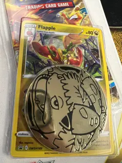 Pokemon FACTORY SEALED Flapple SWSH189 Brilliant Stars Blister Pack w/ coin!! - Image 2