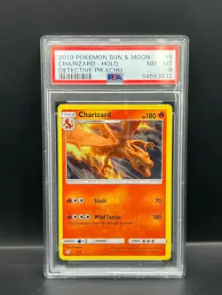 Pokemon PSA 8 NM-MT Charizard 5/18 Detective Pikachu Holofoil 2019 S#3832 - Image 1