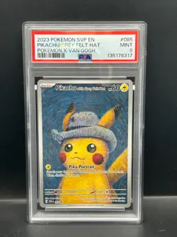 Pokemon PSA 9 Pikachu with Grey Felt Hat SVP 085 Pokemon X Van Gogh Promo #8317 - Image 1