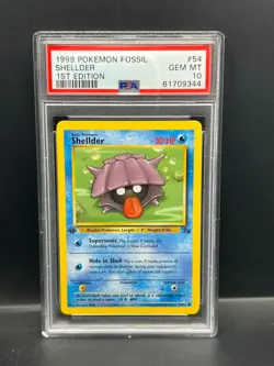 Pokemon PSA 10 GEM MT Shellder 54/62 Fossil 1st Edition 1999 S#9344 - Image 1