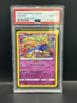 Pokemon PSA 10 GEM MT Zacian 082/185 Vivid Voltage Amazing Rare Holo 2020 S#2752 - Image 1