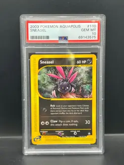 Pokemon PSA 10 GEM MT Sneasel 110/147 Aquapolis Non-Holo 2003 E Reader S#3575 - Image 1