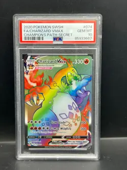 Pokemon PSA 10 GEM Charizard VMAX 074/073 Champion's Path Holofoil 2020 S#3667 - Image 1