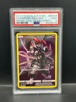 Pokemon PSA 9 MINT Armored Mewtwo SM228 Collection Chest Promo Holo 2019 S#5449 - Image 1