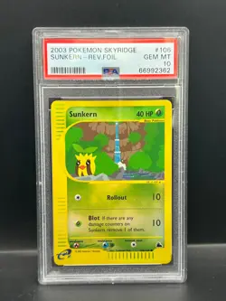 Pokemon PSA 10 GEM MT Sunkern 106/144 Skyridge Reverse Holo 2003 E Reader S#2362 - Image 1