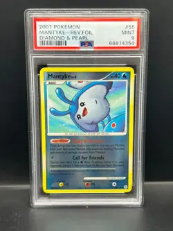 Pokemon PSA 9 MINT Mantyke 55/130 Diamond & Pearl Reverse Holofoil 2007 S#4354 - Image 1