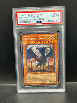 Yugioh PSA 8 NM-MT Judgment Dragon LODT-EN026 Secret Rare 1st Edition S#4373 - Image 1