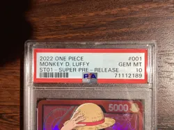 MONKEY D. LUFFY SUPER PRE RELEASE LEADER PSA 10 ONE PIECE ST01-001 ENGLISH - Image 3