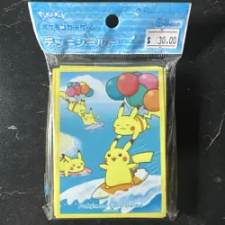 Pokemon Japan Card Deck Shield 64 Sleeves Flying Surfing Pikachu - Image 1