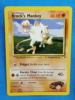 PokeMon Cards - Brock's Mankey - Gym Heroes - 68/132 - Near Mint! - Image 1