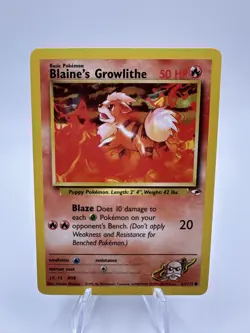 Blaine's Growlithe 62/132 Gym Heroes Unlimited Common Pokemon TCG Atsuko Nishida - Image 1