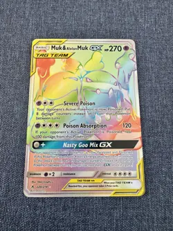 Pokemon TCG S&M Unbroken Bonds Muk & Alolan Muk GX 220/214 Secret Rare Rainbow - Image 1