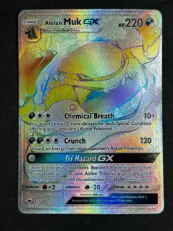 Alolan Muk GX 157/147 Burning Shadows Secret Rare Rainbow Pokemon TCG MP - Image 1