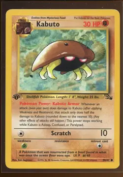 Kabuto Common 50/62 LP/Pl 1st Edition Fossil Pokemon - Image 3