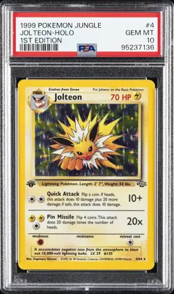 1999 POKEMON JUNGLE 1ST ED #4 JOLTEON-HOLO PSA 10 - Image 1
