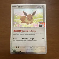 Play! Pokemon Prize Pack Series 7 Surging Sparks Cosmo Holo 143/191 Eevee - Image 1