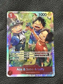 One Piece Ace & Sabo & Luffy OP13-007 SR Foil Carrying On His Will English NM - Image 1