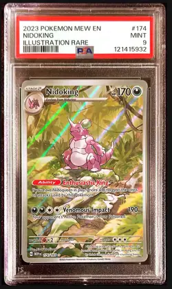 Pokemon Nidoking TCG 174/165 SV151 English Holo Illustration Rare PSA 9 MINT - Image 1